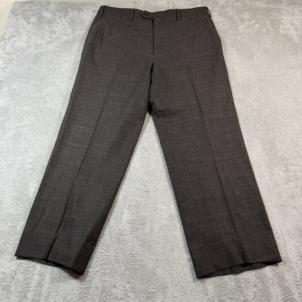 Brioni Cortina‎ Dress Pants Men 36 Brown Wool Flat Front Straight Leg